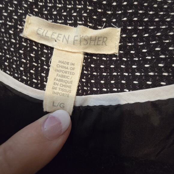 Eileen Fisher Kurume Dash Open Blazer Jacket Womens LG Black Organic Cotton - Picture 5 of 10